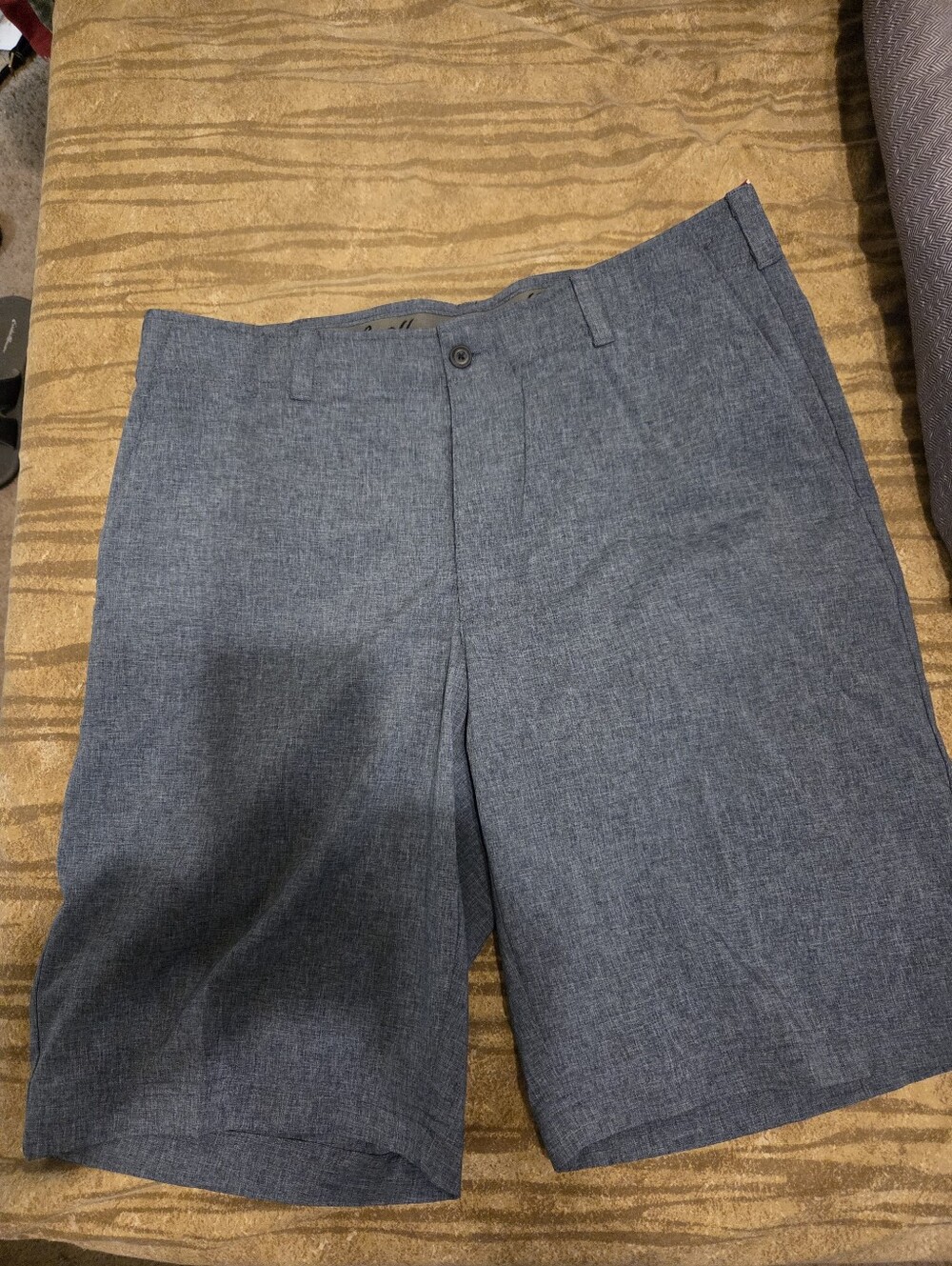 Hogan Men’s Heathered Slate Blue Flat-Front Shorts
